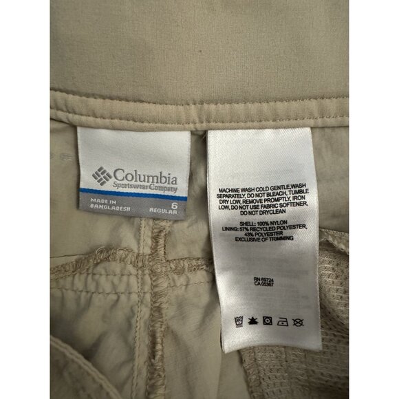 Size 6 Women's COLUMBIA Tan Utility Pants Hiking Travel Fitness Outdoors - Picture 8 of 11